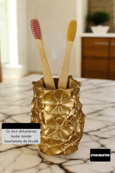 Star Master Diş Fırçası Kabı Diş Fırçalığı Fırçalık Altın Renk Model 16 - Resim 5