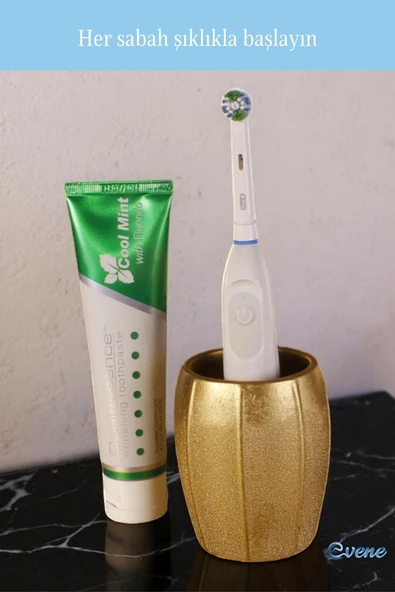 Evene Diş Fırçalığı Diş Fırçalık Diş Fırçası Standı Diş Fırçası Tutucu Altın Model 13 - Resim 4