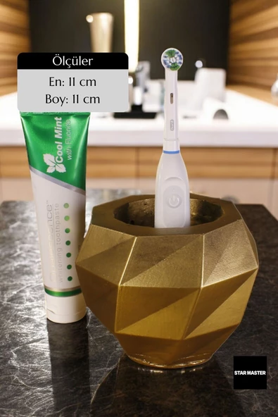 Star Master Diş Fırçası Kabı Diş Fırçalığı Fırçalık Altın Eskitme Renk Model 20 - 2