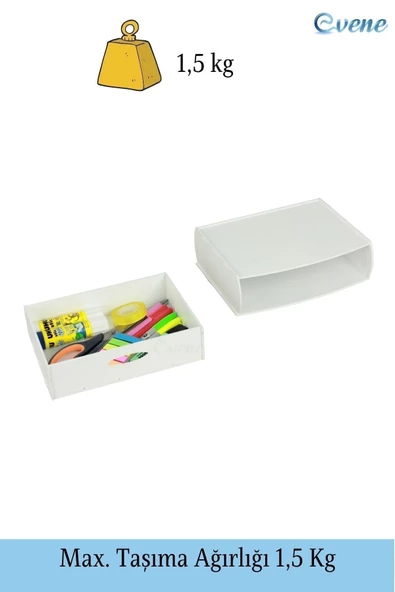 Evene Gizli Çekmece Organizer Masa Altı Saklama Kabı Beyaz Renk Model 2 - Resim 7