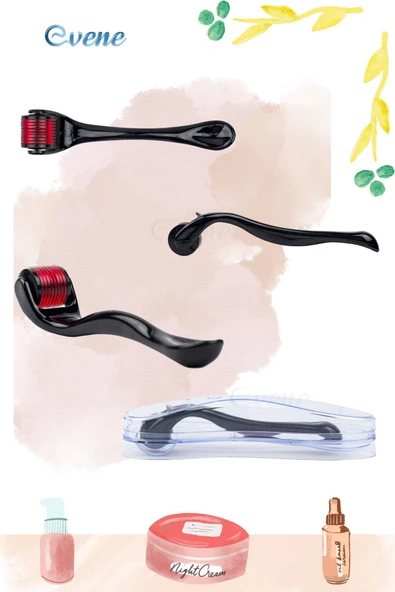 Evene Dermaroller Saç Çıkarma Tarağı İğneli Tarak Saç Rulosu Roller 0,50 mm Saklama Kabı - Resim 8