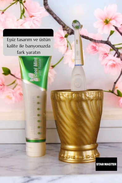 Star Master Diş Fırçası Kabı Diş Fırçalığı Fırçalık Altın Renk Model 14 - 3