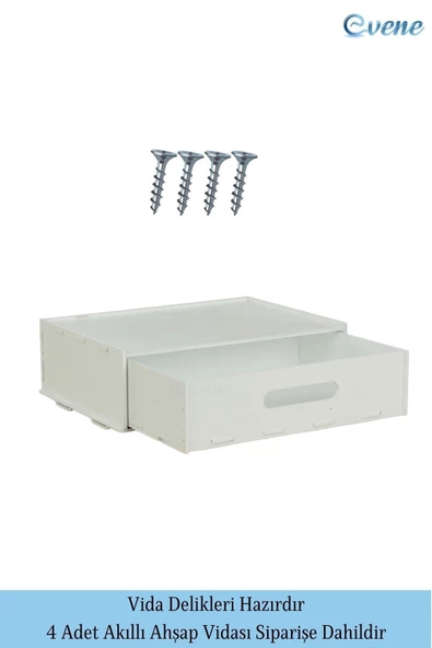 Evene Gizli Çekmece Organizer Masa Altı Saklama Kabı Beyaz Renk Model 1 - 8