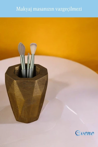 Evene Makyaj Organizeri Makyaj Fırçalığı Makyaj Organizer Düzenleyici Altın Eskitme Renk Model 19 - Resim 5