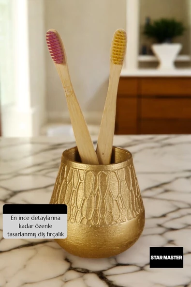 Star Master Diş Fırçası Kabı Diş Fırçalığı Fırçalık Altın Renk Model 3 - 5