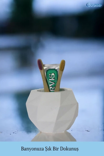 Evene Diş Fırçalığı Diş Fırçalık Diş Fırçası Standı Diş Fırçası Tutucu Beyaz Model 20 - Resim 5