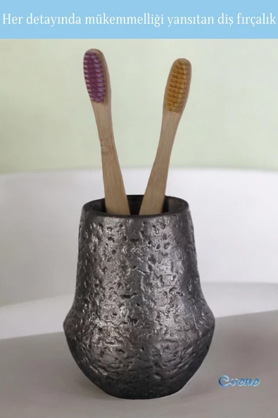 Evene Diş Fırçalığı Diş Fırçalık Diş Fırçası Standı Diş Fırçası Tutucu Gümüş Eskitme Renk Model 15 - Resim 6