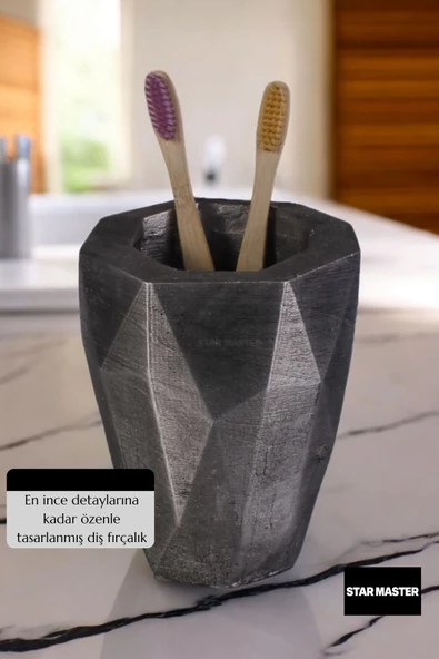 Star Master Diş Fırçası Kabı Diş Fırçalığı Fırçalık Gümüş Eskitme Renk Model 19 - Resim 5