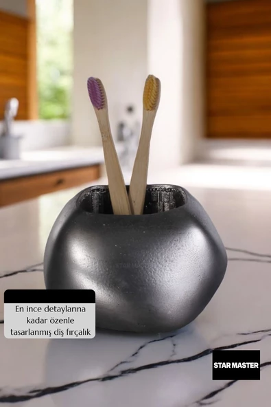Star Master Diş Fırçası Kabı Diş Fırçalığı Fırçalık Gümüş Eskitme Renk Model 22 - Resim 5