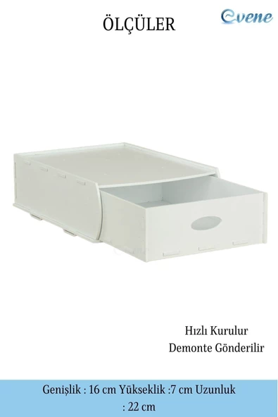 Evene Gizli Çekmece Organizer Masa Altı Saklama Kabı Beyaz Renk Model 5 - Resim 2