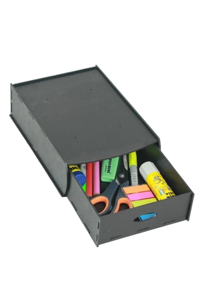 StarLightning Gizli Çekmece Organizer Masa Altı Saklama Kabı Büyük Boy Dikey Demonte Mdf Siyah Renk ürün görseli 1