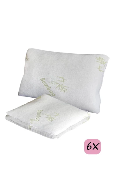 Pandogo Bambu Yastık Kılıfı Örme Kumaş Bambu Desen 50x70 Terletmeyen Minder Yastık Yüzü 6 Adet