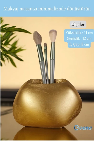 Evene Makyaj Organizeri Makyaj Fırçalığı Makyaj Organizer Düzenleyici Altın Renk Model 22 - Resim 2