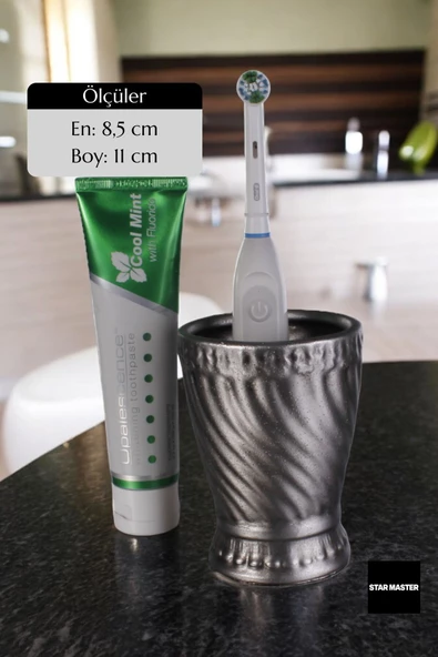 Star Master Diş Fırçası Kabı Diş Fırçalığı Fırçalık Gümüş Eskitme Renk Model 14 - 2