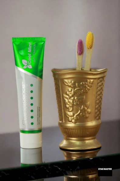 Star Master Diş Fırçası Kabı Diş Fırçalığı Fırçalık Altın Renk Model 9 - Resim 2