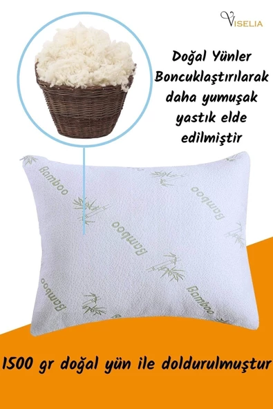 Viselia Tek Kişilik Yün Yorgan Ve 1500 gr Yün Yastık Serin Tutucu Terletmeyen Uyku Seti Organik Yün - 6