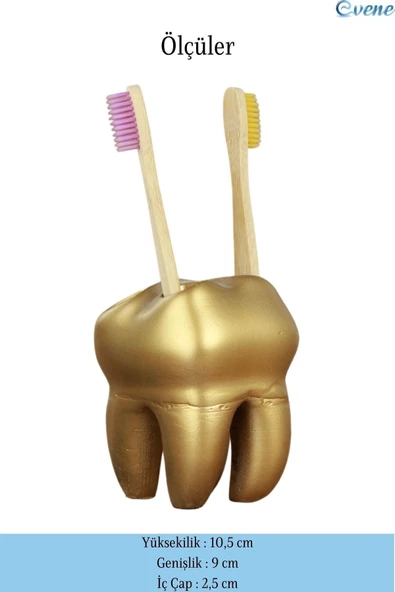 Evene Diş Fırçalığı Tezgah Üstü Altın Renk Diş Fırçası Standı Model 5 - Resim 2