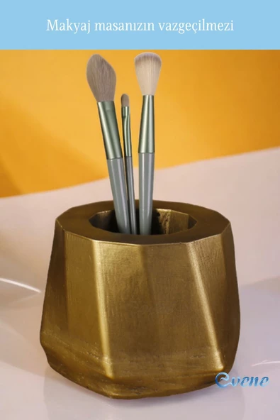 Evene Makyaj Organizeri Makyaj Fırçalığı Makyaj Organizer Düzenleyici Altın Eskitme Renk Model 17 - Resim 5