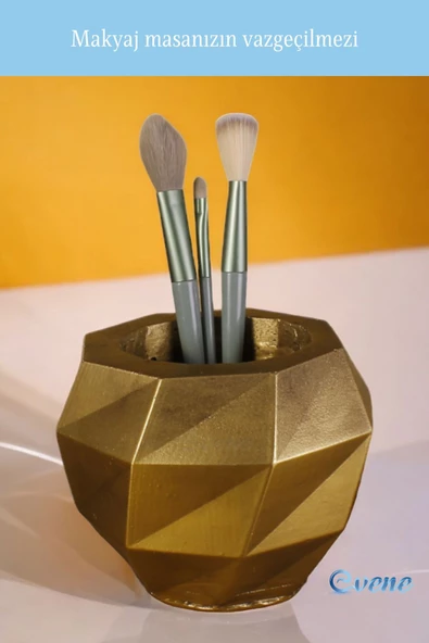 Evene Makyaj Organizeri Makyaj Fırçalığı Makyaj Organizer Düzenleyici Altın Eskitme Renk Model 20 - Resim 5