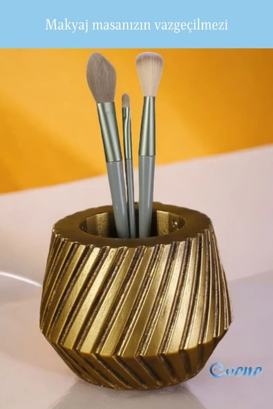 Evene Makyaj Organizeri Makyaj Fırçalığı Makyaj Organizer Düzenleyici Altın Eskitme Renk Model 21 - Resim 5