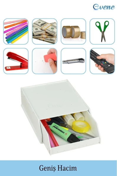 Evene Gizli Çekmece Organizer Masa Altı Saklama Kabı Beyaz Renk Model 6 - 6