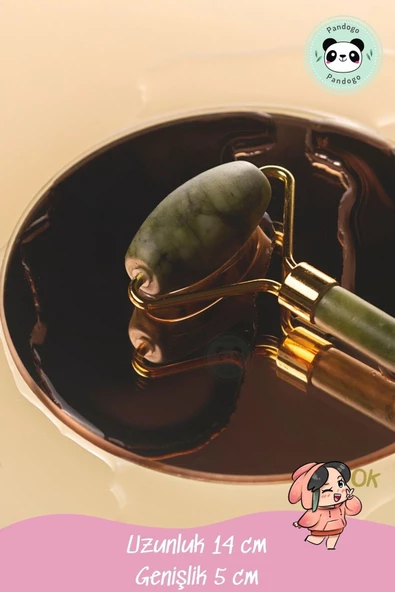 Pandogo Jade Roller Cilt Masaj Aleti Çift Taraflı Doğal Yeşim Taşı - 2