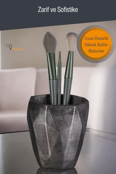 Viselia Makyaj Duzenleyici Makyaj Organizeri Makyaj Fırçalığı Makyaj Fırçası Gümüş Eskitme Renk Model 2 - Resim 4