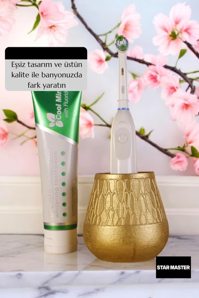 Star Master Diş Fırçası Kabı Diş Fırçalığı Fırçalık Altın Renk Model 3 - 3