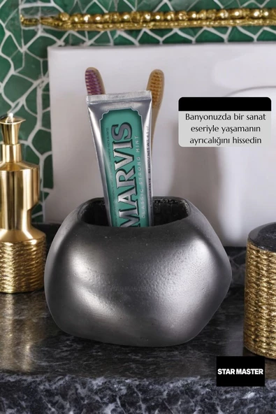 Star Master Diş Fırçası Kabı Diş Fırçalığı Fırçalık Gümüş Eskitme Renk Model 22 - Resim 4