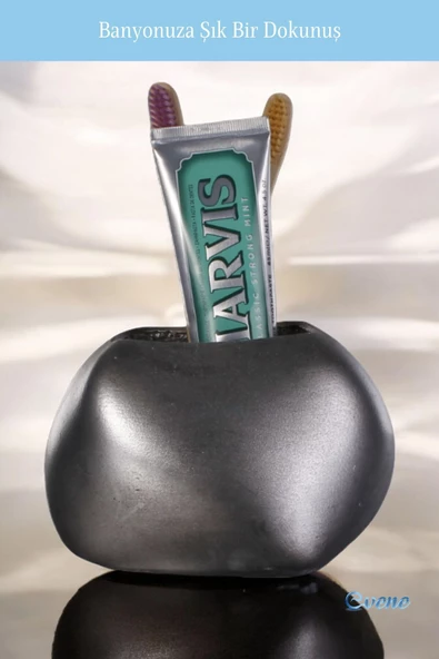 Evene Diş Fırçalığı Diş Fırçalık Diş Fırçası Standı Diş Fırçası Tutucu Gümüş Eskitme Renk Model 22 - Resim 5