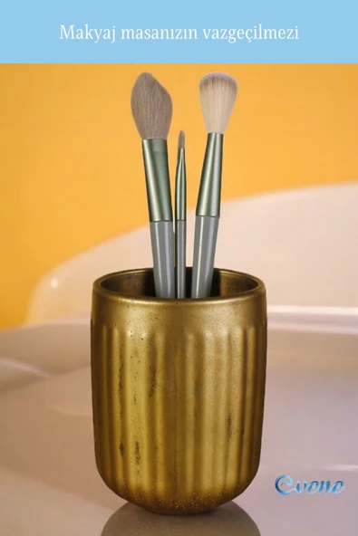 Evene Makyaj Organizeri Makyaj Fırçalığı Makyaj Organizer Düzenleyici Altın Eskitme Renk Model 11 - Resim 5