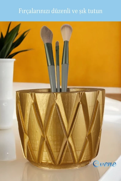 Evene Makyaj Organizeri Makyaj Fırçalığı Makyaj Organizer Düzenleyici Altın Renk Model 18 - Resim 4