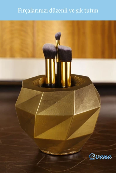 Evene Makyaj Organizeri Makyaj Fırçalığı Makyaj Organizer Düzenleyici Altın Eskitme Renk Model 20 - Resim 4