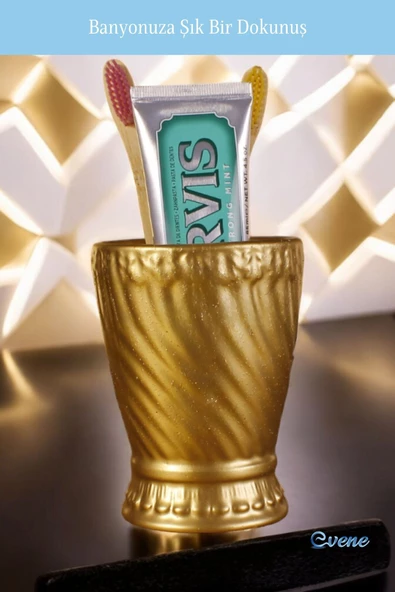 Evene Diş Fırçalığı Diş Fırçalık Diş Fırçası Standı Diş Fırçası Tutucu Altın Model 14 - Resim 5