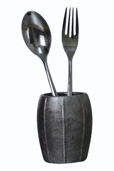 Evene Tezgah Üstü Kaşıklık Dekoratif Dik Kaşıklık Silindir Kaşıklık Gümüş Eskitme Renk Model 13 ürün görseli