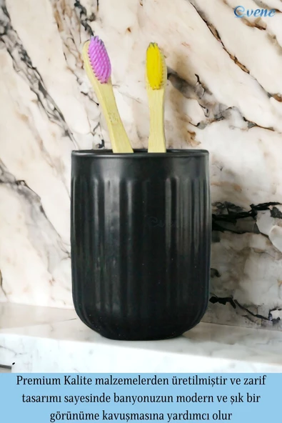 Evene Diş Fırçalığı Diş Fırçalık Diş Fırçası Standı Diş Fırçası Tutucu Siyah Model 11 - 4