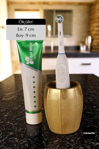 Star Master Diş Fırçası Kabı Diş Fırçalığı Fırçalık Altın Renk Model 13 - Resim 2