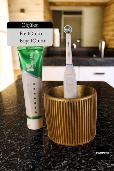Star Master Diş Fırçası Kabı Diş Fırçalığı Fırçalık Altın Renk Model 1 - 2