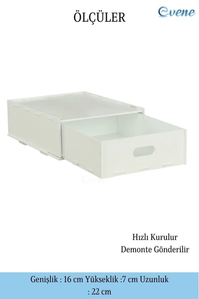 Evene Gizli Çekmece Organizer Masa Altı Saklama Kabı Beyaz Renk Model 4 - 2