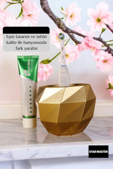 Star Master Diş Fırçası Kabı Diş Fırçalığı Fırçalık Altın Renk Model 20 - 3