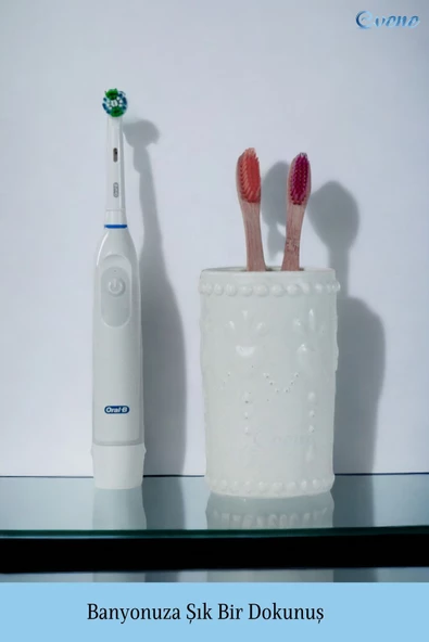 Evene Diş Fırçalığı Diş Fırçalık Diş Fırçası Standı Diş Fırçası Tutucu Beyaz Model 10 - Resim 5