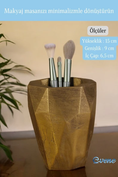 Evene Makyaj Organizeri Makyaj Fırçalığı Makyaj Organizer Düzenleyici Altın Eskitme Renk Model 19 - Resim 2
