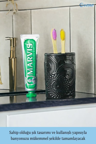 Evene Diş Fırçalığı Diş Fırçalık Diş Fırçası Standı Diş Fırçası Tutucu Siyah Model 12 - Resim 3