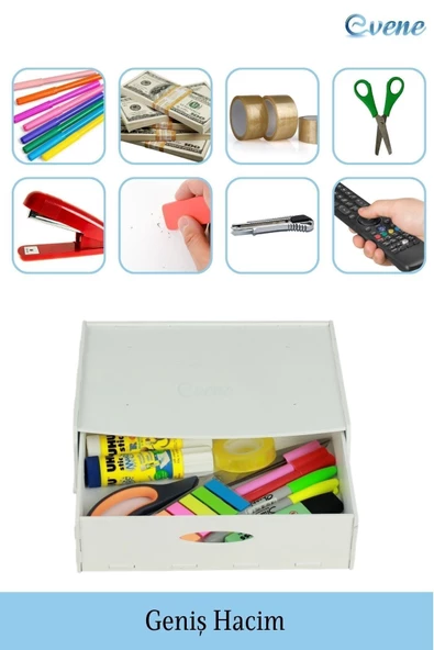 Evene Gizli Çekmece Organizer Masa Altı Saklama Kabı Beyaz Renk Model 2 - Resim 6