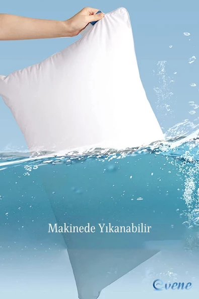 Evene Yastık Boncuk Elyaf Antibakteriyel Dolgu Yumuşak Uyku Yastığı Pamuklu Bambı Kılıf 1000 gr 2 Adet - 7