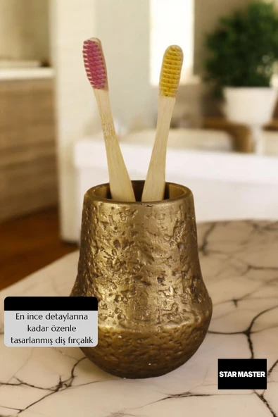 Star Master Diş Fırçası Kabı Diş Fırçalığı Fırçalık Altın Eskitme Renk Model 15 - 5