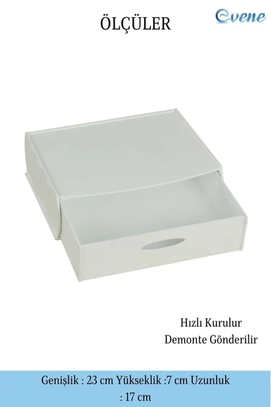 Evene Gizli Çekmece Organizer Masa Altı Saklama Kabı Beyaz Renk Model 2 - Resim 2