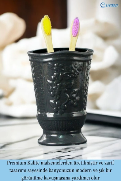 Evene Diş Fırçalığı Diş Fırçalık Diş Fırçası Standı Diş Fırçası Tutucu Siyah Model 9 - Resim 4