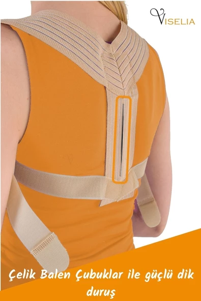 Viselia Dik Duruş Korsesi Omuz Misina Ipli Çelik Balen Bel Korsesi Kamburluk Önleyici Korse - 2