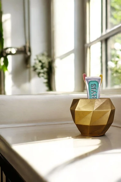 Evene Diş Fırçalığı Diş Fırçalık Diş Fırçası Standı Diş Fırçası Tutucu Altın Eskitme Renk Model 20 ürün görseli 1